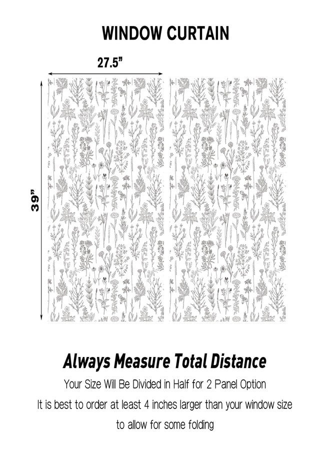 Coxila Vintage Floral Kitchen Window Curtains 27.5 x 39 Inch Small Short Mini Cafe Rod Pocket Retro Flower Black Grey and White Living Bedroom Room Home Treatment Set of 2 Curtain Panels Drapes Tiers - Image 4